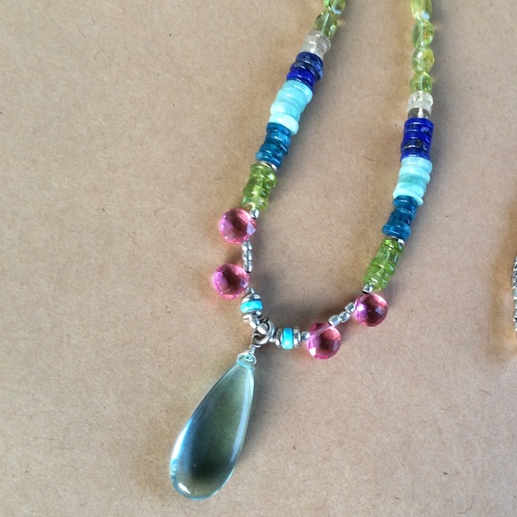 Handcrafted Sundance charm Sterling Silver Multi Stone Necklace Stunning NEW - Picture 2 of 10